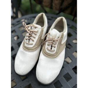 FootJoy GreenJoys Men’s Golf Shoes – White/Tan Saddle – Size 10M – Softspikes